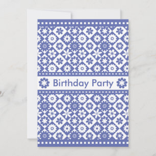 Invitación Fiesta de cumpleaños azul y blanco de la mujer
