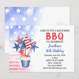 Invitación Fiesta de cumpleaños azul y rojo