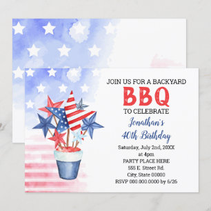 Invitación Fiesta de cumpleaños azul y rojo