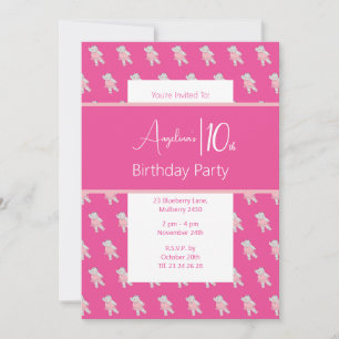 Invitación Fiesta de Cumpleaños Bailarina Hipopótamo Rosa Ilu