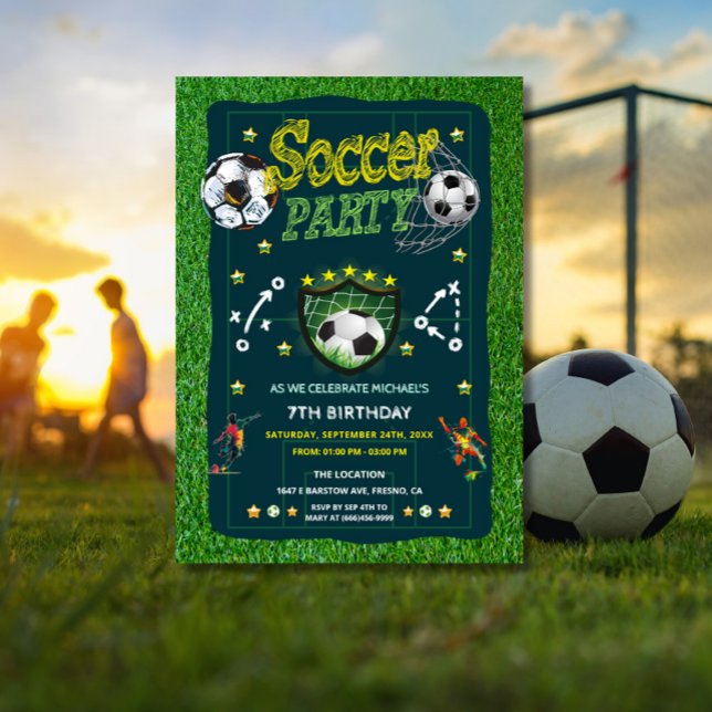 Invitación Fiesta de cumpleaños balón de fútbol de All Star (Soccer birthday party invitation)