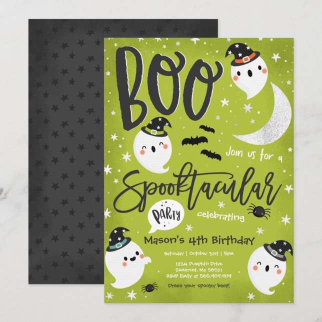 Invitación Fiesta de cumpleaños banal de Halloween (Anverso / Reverso)