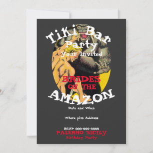 Invitación Fiesta de Cumpleaños Bar Tiki Amazon Novias