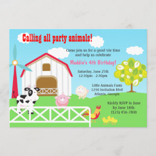 Invitación Fiesta de cumpleaños Barnyard Animals