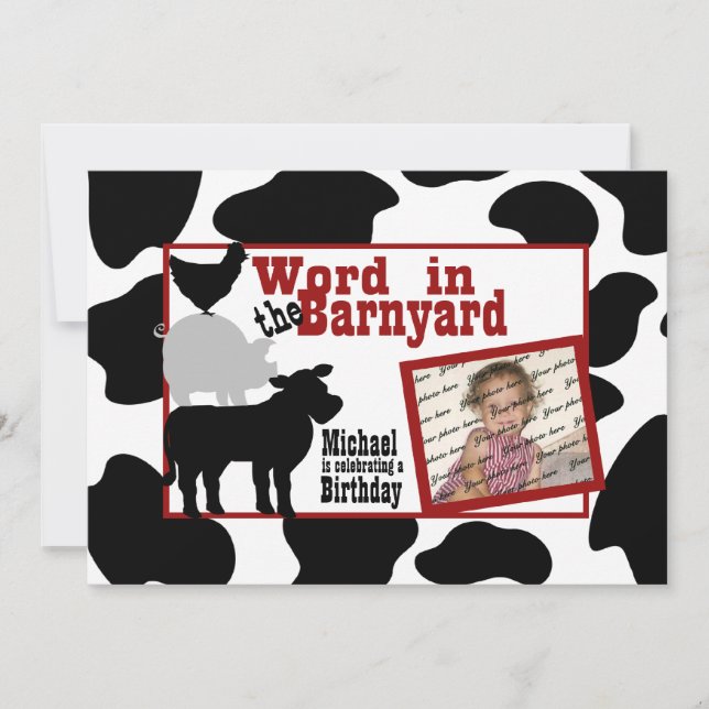 Invitación Fiesta de cumpleaños Barnyard con foto (Anverso)