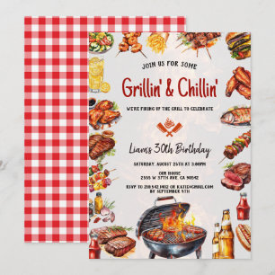 Invitación Fiesta de cumpleaños BBQ Grill & Chill Backyard