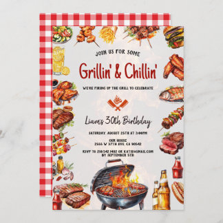 Invitación Fiesta de cumpleaños BBQ Grill & Chill Backyard