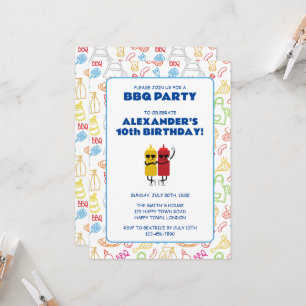 INVITACIÓN FIESTA DE CUMPLEAÑOS BBQ PERSONALIZABLE