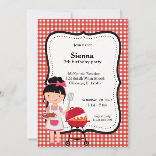 Invitación Fiesta de cumpleaños BBQ (rojo)