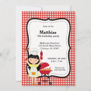 Invitación Fiesta de cumpleaños BBQ (rojo)
