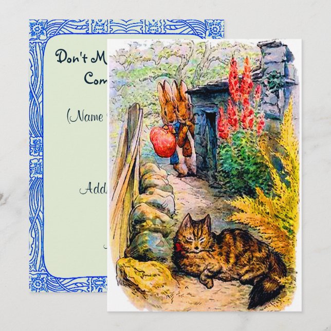 Invitación Fiesta de cumpleaños Beatrix Potter Bunnies viendo (Anverso / Reverso)