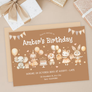 Invitación Fiesta de cumpleaños beige divertido y lindo