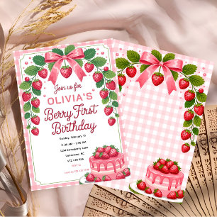 Invitación Fiesta de cumpleaños Berry Cute por el primer año