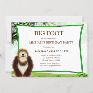 Invitación Fiesta de cumpleaños Big Foot/ Sasquatch