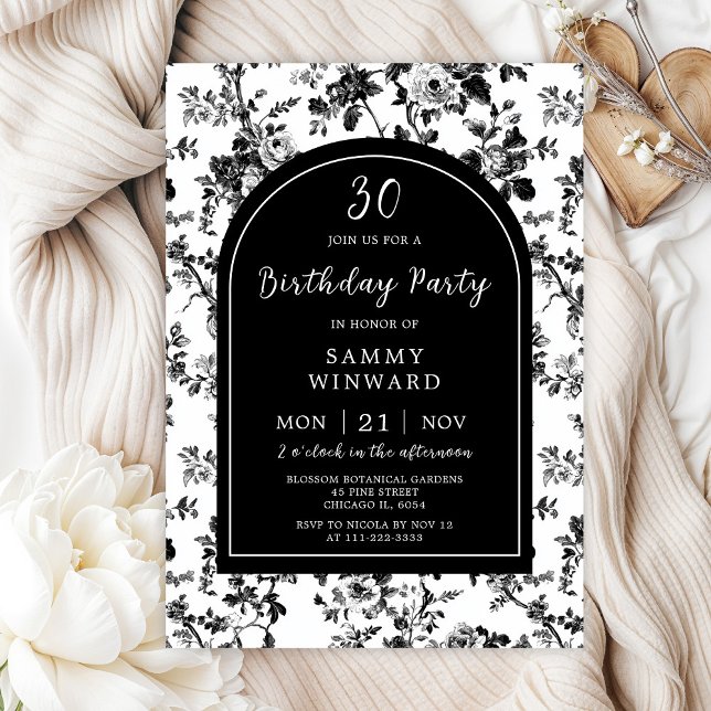 Invitación Fiesta de Cumpleaños Black Antique Chinoiserie (Subido por el creador)