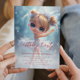 Invitación Fiesta de cumpleaños blanca y azul de Little Balle