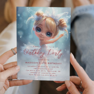 Invitación Fiesta de cumpleaños blanca y azul de Little Balle