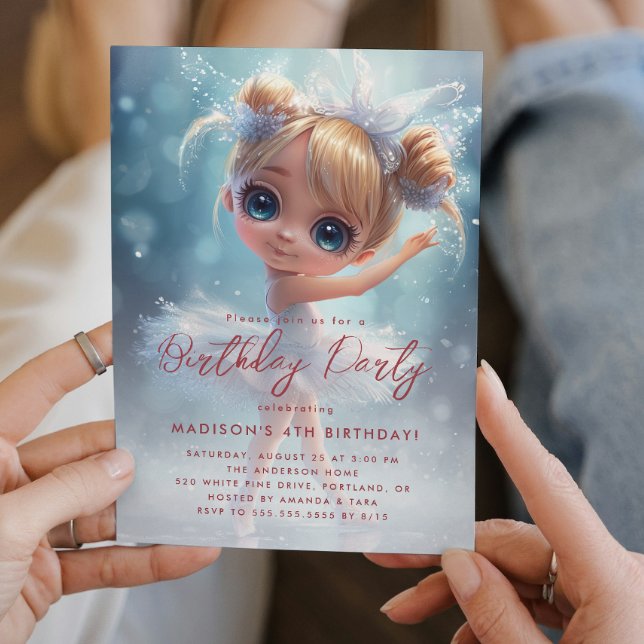 Invitación Fiesta de cumpleaños blanca y azul de Little Balle (Subido por el creador)