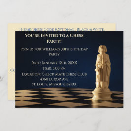 Invitación Fiesta de cumpleaños Blue 30 Chess Bishop
