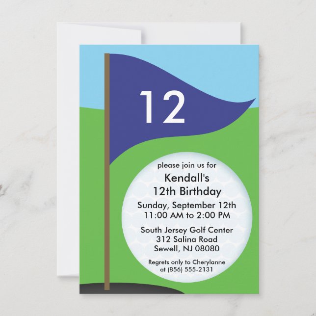 Invitación Fiesta de cumpleaños Bogie Mini Golf Blue de la Ma (Anverso)