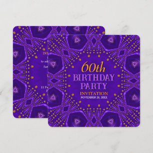 Invitación Fiesta de cumpleaños bohemio glam en oro púrpura