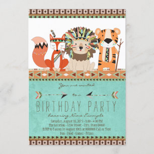 Invitación Fiesta de cumpleaños boho tribal para niños