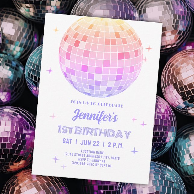 Invitación Fiesta de Cumpleaños Bola de Discoteca Rosa Funky  (Subido por el creador)