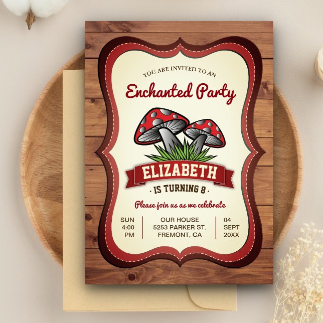 Invitación Fiesta de Cumpleaños Bosque Encantado Hongos del B (Subido por el creador)