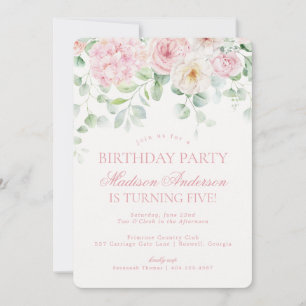 Invitación Fiesta de cumpleaños botánico de Hydrangea Floral