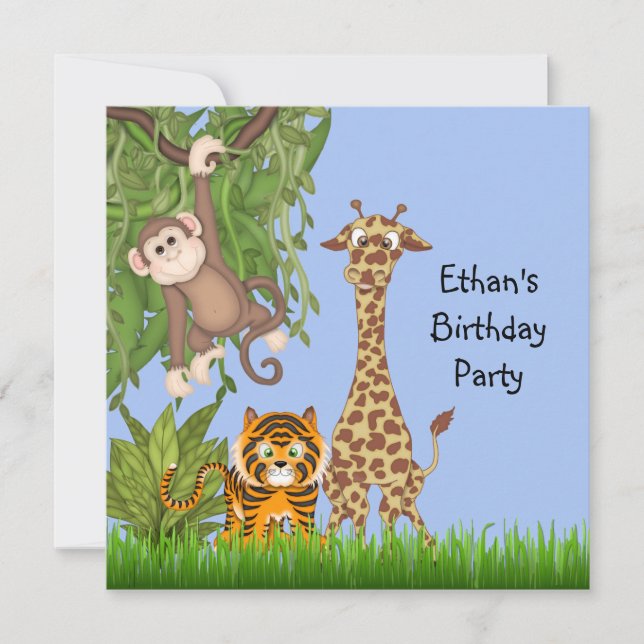 Invitación Fiesta de Cumpleaños Boys Jungle Safari (Anverso)