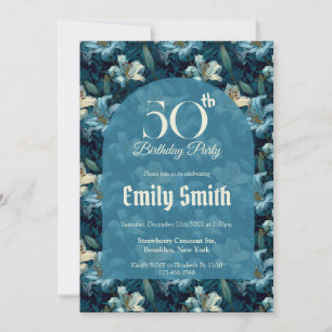Invitación Fiesta de Cumpleaños Brillo Boho Lilies