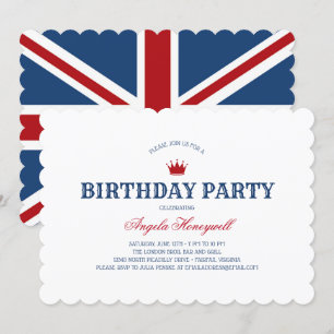 Invitación Fiesta de cumpleaños BRITÁNICA de la bandera