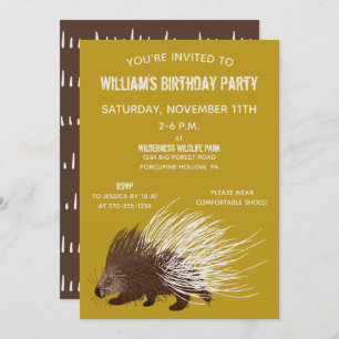 Invitación Fiesta de cumpleaños Brown y Mustard Porcupine
