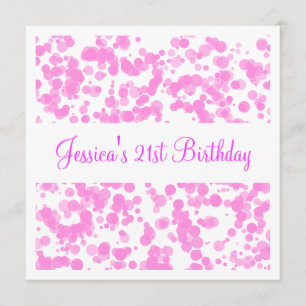 Invitación Fiesta de cumpleaños, burbujas rosas y blancos