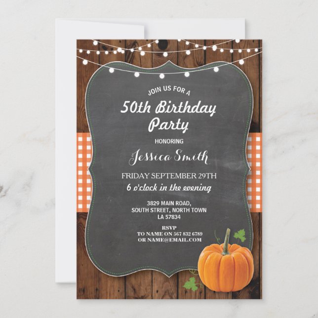 Invitación Fiesta de Cumpleaños Caída de Calabaza de Calle de (Anverso)