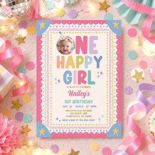 Invitación Fiesta de cumpleaños caprichosa de una niña feliz