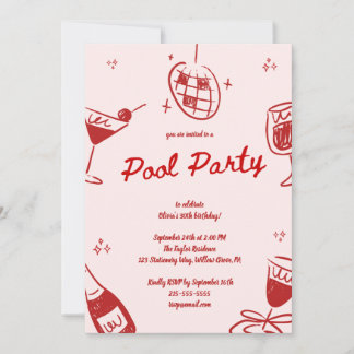 Invitación Fiesta de cumpleaños caprichosa dibujada a mano ro