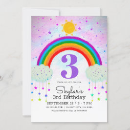 Invitación Fiesta de Cumpleaños Caprichosa Pintada con Arcoír