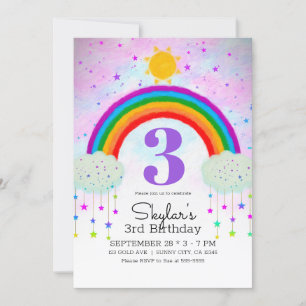 Invitación Fiesta de Cumpleaños Caprichosa Pintada con Arcoír