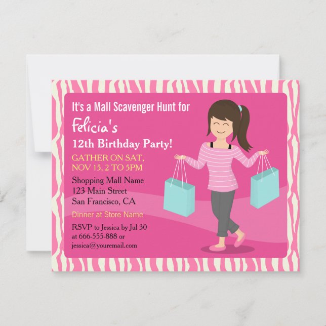 Invitación Fiesta de cumpleaños caza del tesoro en el centro  (Anverso)