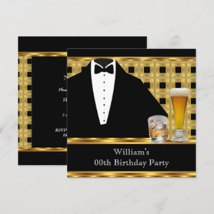Invitación Fiesta de Cumpleaños Cerveza Escocés Esmoquin Dora