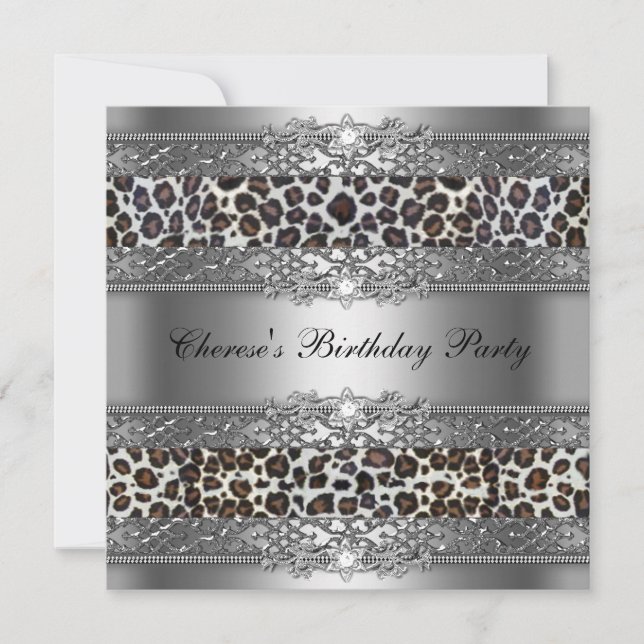 Invitación Fiesta de cumpleaños Cheetah Diamond (Anverso)
