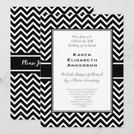 Invitación Fiesta de Cumpleaños Chevron Negro y Blanco