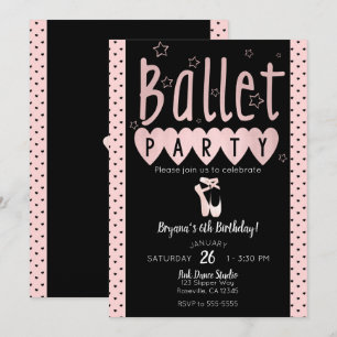 Invitación Fiesta de Cumpleaños Chic de Bailarina de Ballet R