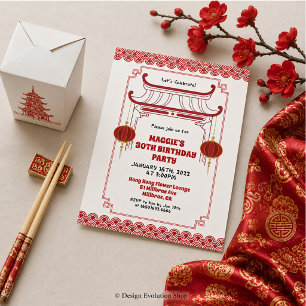 Invitación Fiesta de cumpleaños china asiática