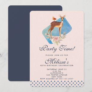 Invitación Fiesta de Cumpleaños Ciervo Acuarela Marrón Adorab