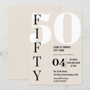 Invitación Fiesta de cumpleaños cincuenta 50 moderna elegante