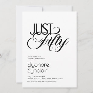 Invitación Fiesta de cumpleaños cincuenta años Minimal Just F