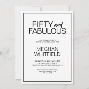 Invitación Fiesta de cumpleaños cincuenta moderna y fabulosa