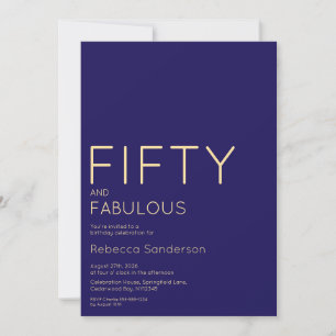 Invitación Fiesta de cumpleaños cincuenta y fabuloso azul mod